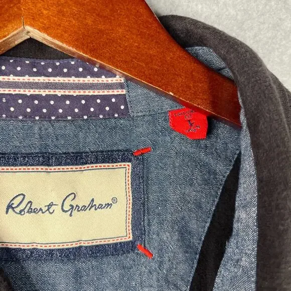 Robert Graham Shirt Large Black Button Up Long Sleeve Pocket Casual Mens - Picture 5 of 13